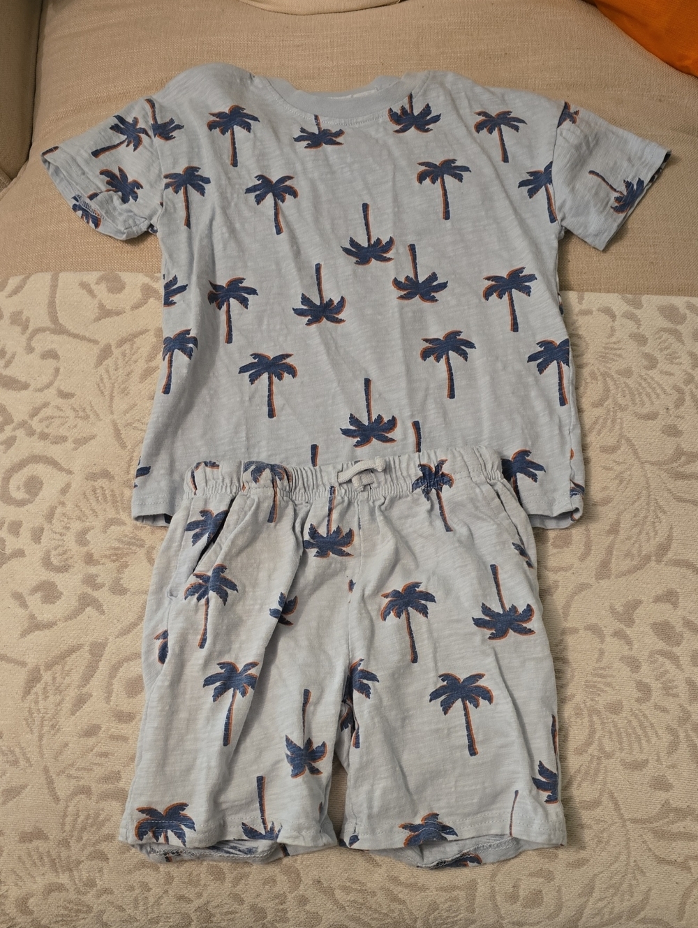 Kids Light Blue Palm-Print Set